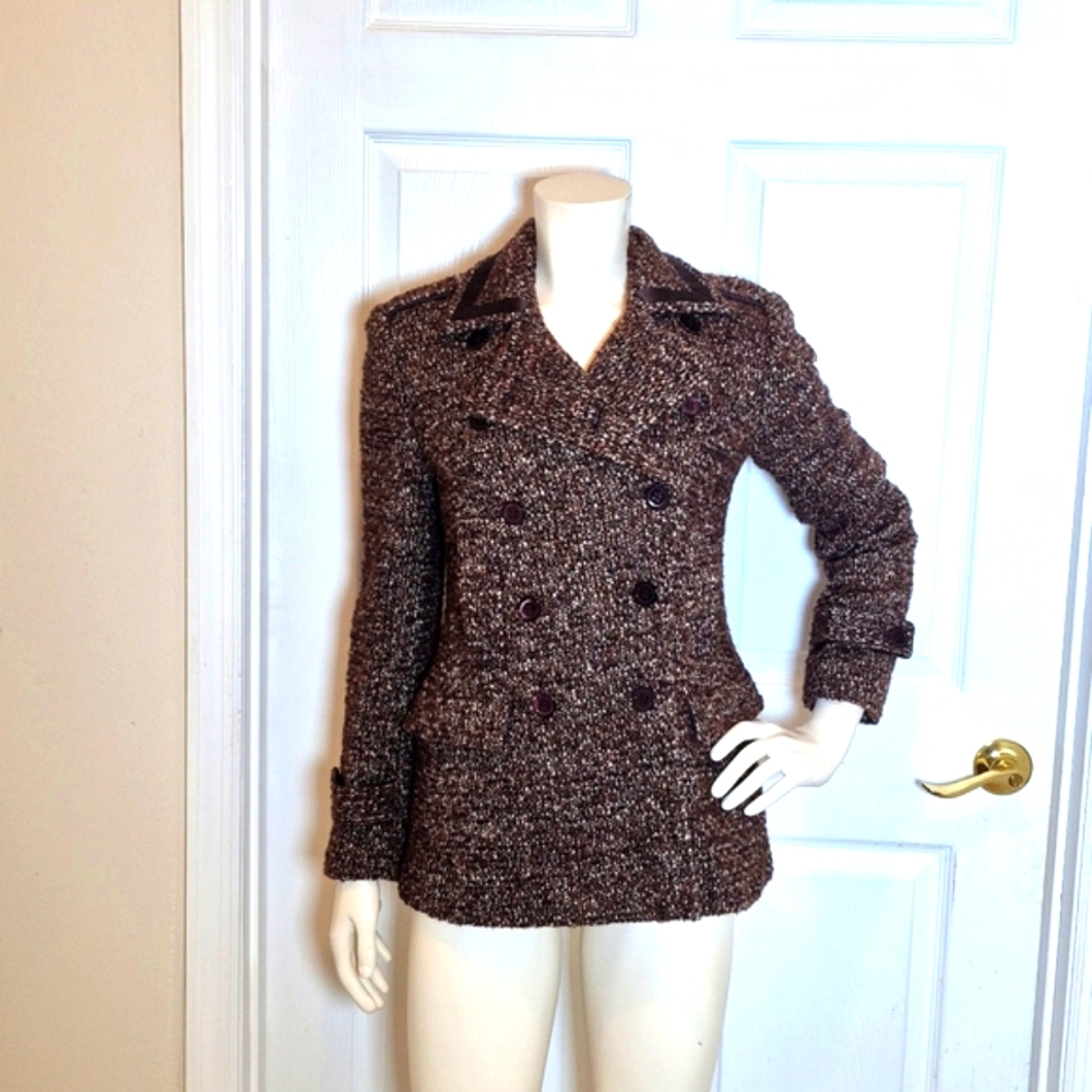Coach brown tweed coat size 4